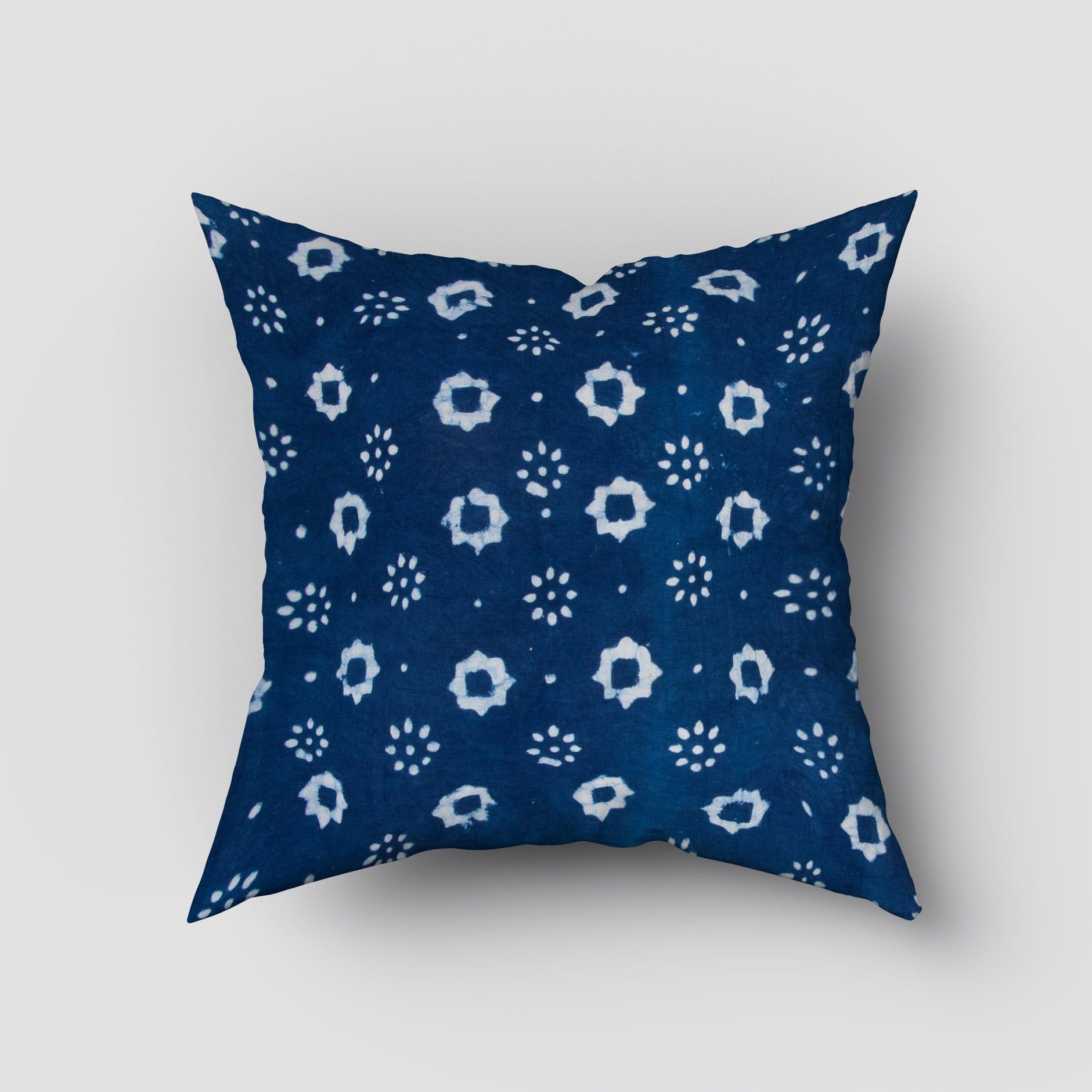 Hand Block Indigo Printed Cotton Cushion